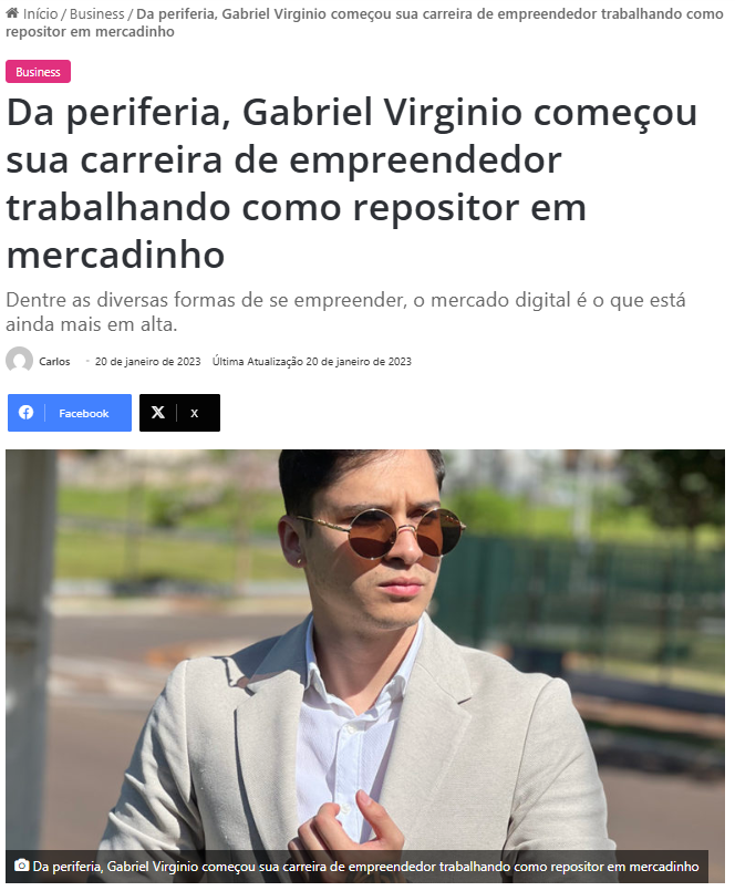 Reportagem: Da periferia, Gabriel Virginio começou sua carreira de empreendedor